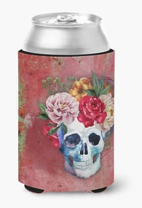Day of the Dead Red Flowers Skull Cinco de Mayo Can Bottle Hugger BB5130CC New - Picture 1 of 1