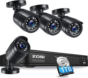 ZOSI H.265+ 5MP 8CH DVR 1080P Waterproof Outdoor CCTV Security Camera System 1TB - Picture 1 of 10