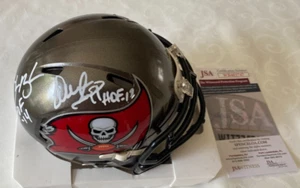 Warren Sapp and Derrick Brooks signed mini helmet w/HOF. JSA - Picture 1 of 2