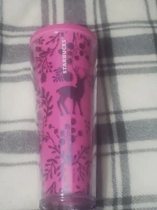 Starbucks 2022 Holiday Woodland Lace Pink Color Changing Tumbler 24oz Cup - Picture 1 of 4