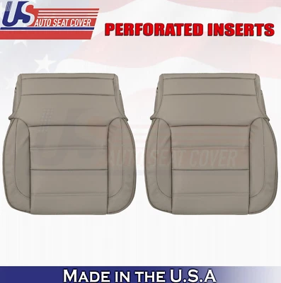 2016 For GMC Yukon Denali Driver & Passenger Bottom Perf Leather Seat Covers Tan - Image 1 of 4