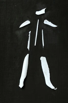 GHOST OF... Small Black & White Found Object Figure Painting - Steven Tannenbaum - Image 1 of 4