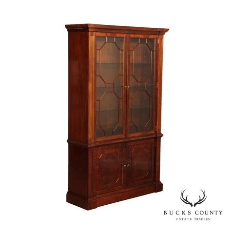 Baker Furniture Georgian Style Mahogany Illuminated China Cabinet Cover