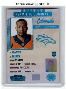 MARVIN MIMS JR 2023 Panini Contenders RC Rookie Permit To Dominate SSP #24 - Picture 1 of 6