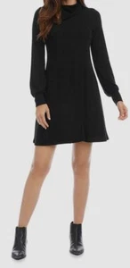 $109 Karen Kane Women's Black Drape Mock Neck Sweater Dress Size XL - Picture 1 of 4