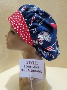 New England Patriots (navy) Women's Bouffant Surgical Scrub Hat/Cap Handmade - Picture 1 of 5