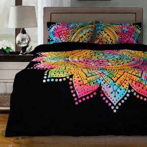 Bed Cover Bedding Washed Duvet Cover Soft Throw Indian 100%Cotton Art Handmade - Picture 1 of 2
