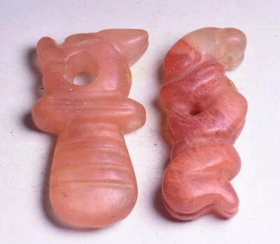 9CM China Hongshan Culture Red Crystal Pig Dragon Hook Beast Amulet Pendant - Image 1 of 4