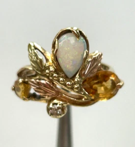 Stamper 10K Black Hills Rose & Gelbgold Opal Citrin & Diamant Ringgröße 7 - Bild 1 von 5