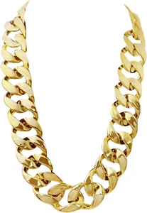 Men'S Chunky Necklace, Rapper Fake Gold Chain 90S Hip Hop Fake Gold Necklace Cos - Picture 1 of 12