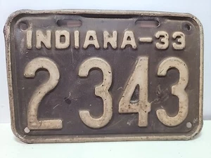 Original 1933 Indiana License Plate Small Size # 2343 JB4E - Picture 1 of 2