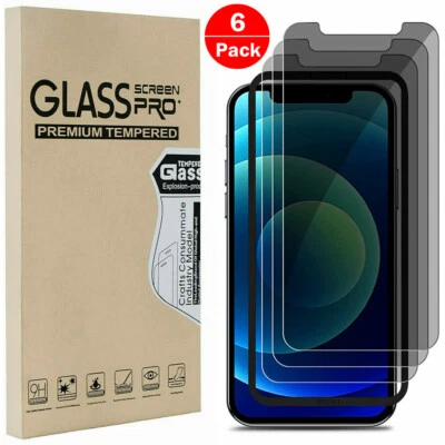 6x For iPhone Privacy Anti-Spy Tempered Glass Screen Protector Case Friendly - Image 1 of 4