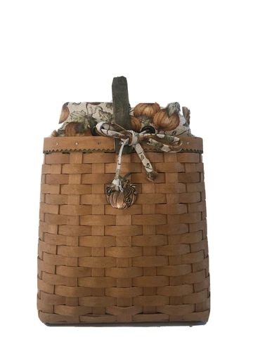2003 Longaberger Autumn Tote Basket, Liner, Protector and Pumpkin Decoration Cover