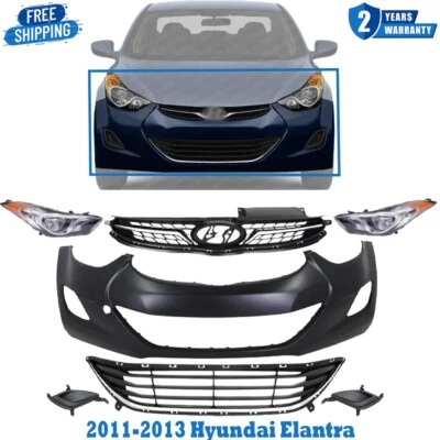 Kit de montaje de cubierta de parachoques delantero imprimado y rejilla para Hyundai Elantra 2011-2013 Foto 1 de 4