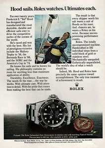Reloj cronómetro Rolex Submariner 1980 ""Hood Sails"" anuncio en color original - Imagen 1 de 1