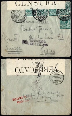 1916 Italy WWI Censored Cover – Milan to Switzerland – Censura & Verificato - Image 1 of 3