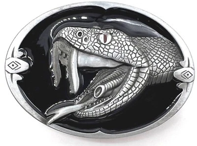 Snake Cobra Black Enameled Belt Buckle New - Image 1 of 2