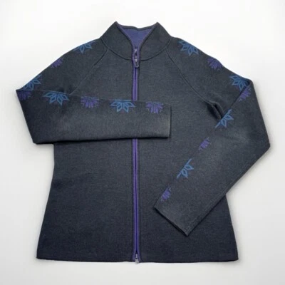 Eddie Bauer Sport кардиган свитер женщин S серый фиолетовый синий снежинка полный молнии - Изображение 1 из 4