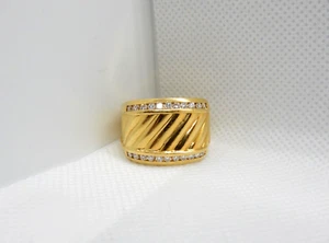 David Yurman 18k Gold and Diamond Cigar Band Ring - Picture 1 of 5