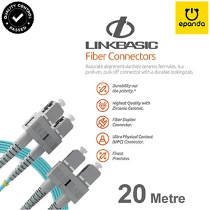 Premium LinkBasic Multimode SC to SC OM4 LSZH Duplex SC-SC Fibre Optic Cable 20m - Picture 1 of 7