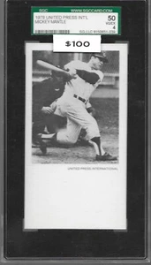 1979 United Press International Mickey Mantle Photo Card SGC 4 - Picture 1 of 2