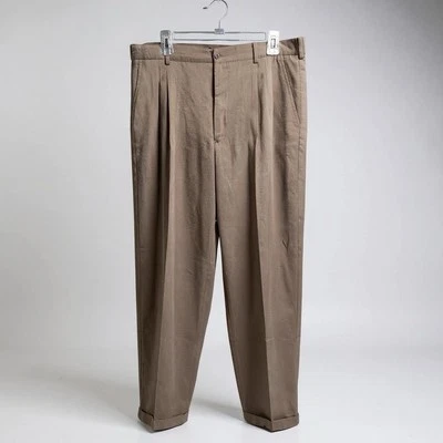 Adolfo 棕褐色褶饰正装裤 36X30 — 第 1/4 张图片