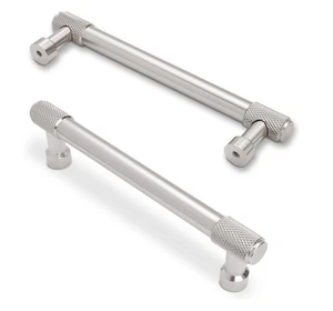 NEW Set of 4 Brushed Satin Nickel Knurled Cabinet Drawer Handles Pulls, Silver - Bild 1 von 9