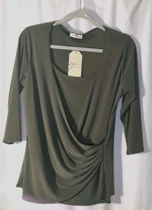 Blusa Prospect BLVD Imitación Envoltura Verde Oliva Top Mujer XL NUEVA CON ETIQUETAS - Imagen 1 de 9