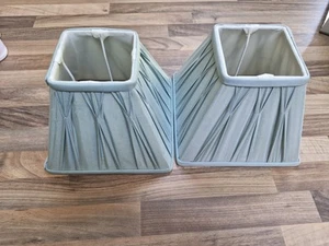 Pair of Laura Ashley Pinch Pleat Square Bedside Lamp Shades Duck Egg Blue x2 - Picture 1 of 7