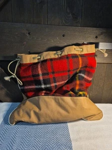 Vintage Faribo 100% Wolle rot Plaid Decke Überwurf Stadiondecke mit Tasche - Bild 1 von 6