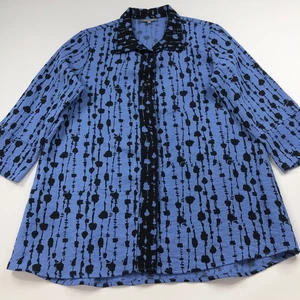 Habitat Clothes To Live In MED Button 3/4 Sleeve Shirt All Over Print Blue MINT - Picture 1 of 9