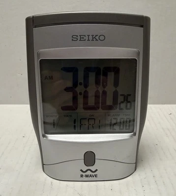 Seiko R-Wave Atomic Clock Radio Controlled - QHR001SLH - Tested Working - Image 1 of 4