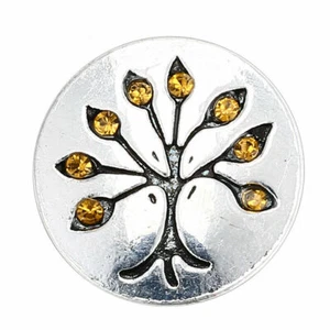 GOLD RHINESTONE TREE Button Charm for Noosa Ginger Snaps etc. Jewelry 18mm  - Picture 1 of 2