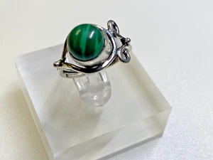 Sterling Silver 925 Ring Malachite 2.56g Size M1/2 - Picture 1 of 7