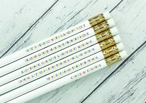 Personalisierte Bleistifte weiß mit Regenbogen Text Weihnachten Geschenk Geburtstag Geschenk Lehrer - Bild 1 von 10