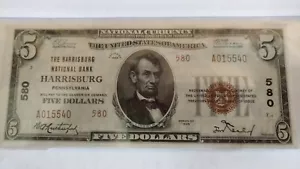 $5 1929 THE HARRISBURG NATIONAL BANK HARRISBURG PENNSYLVANIA Charter #580 Type 2 - Picture 1 of 10