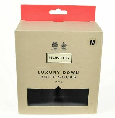 HUNTER Black CHELSEA Luxury Down Fill Welly Rain Boot ANKLE Socks MEDIUM NIB - Image 1 of 4