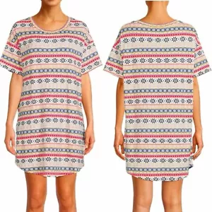 Secret Treasure Fair Isle Women's Soft Sleep Shirt Comfy Sleep Dress 2X-3X - Picture 1 of 10