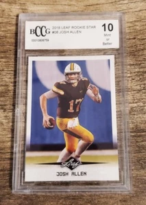 2018 Leaf Rookie Star Josh Allen RC Beckett BCCG 10 BUFFALO BILLS / WYOMING - Picture 1 of 2