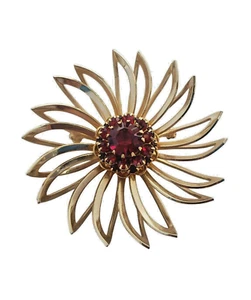RARE Vintage 60's Sarah Coventry "Deep Burgandy" Flower Brooch - Picture 1 of 5
