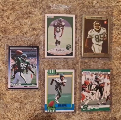 (5) Rob Moore 1990 Score Rookie Card RC Fleer Topps Action Pro Jets Cardinals - Image 1 of 4