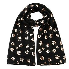 Ladies Women's Fashion Gold Foil Cat Dog Paw Scarf For Pet Dog Lover Mother Gift
