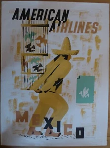 AMERICAN AIRLINES MEXICO - original poster circa 1950's, excellent condition!!! - Imagen 1 de 4