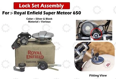Juego de cerraduras plateado y negro "Montaje para Royal Enfield Super Meteor 650" Foto 1 de 4