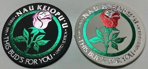 Gorra de leche vintage Nau Keiopu’u This Buds For You Rose Bud X2 Hawaii POG 1993 NUEVA - Imagen 1 de 2