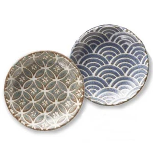 Mino ware Oribe Japanese Small Plate Set Ceramic Appetizer Dessert 10cm set of 2 - Picture 1 of 5