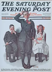 The Recitation c1919 Norman Rockwell Saturday Evening Post Cover Vintage Kunstdruck - Bild 1 von 6