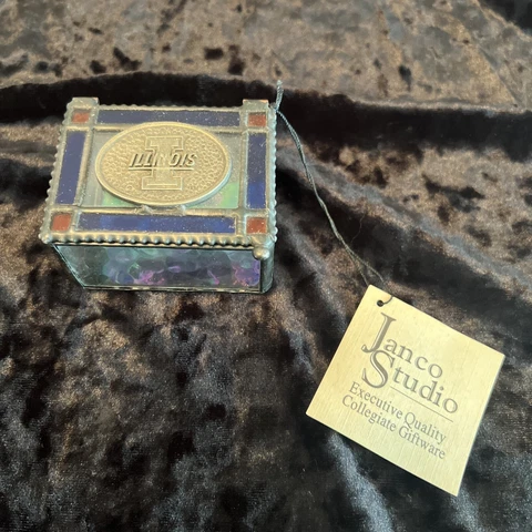 University Of Illinois Stained Glass Trinket Keepsake Box New Cover