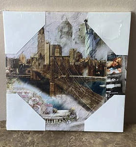Momentum Brands NY City Buildings - Art, Wood on Burlap Canvas (12x12 in) - Picture 1 of 4