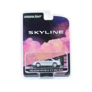 1999 Nissan Skyline V-Spec R34 Sonic Silver Greenlight Anniversary 1:64 - Picture 1 of 2